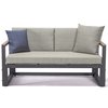 Leisuremod Chelsea Black Sectional With Adjustable Headrest & Coffee Table With Beige Two Tone Cushions CSLBL-80BG-BU